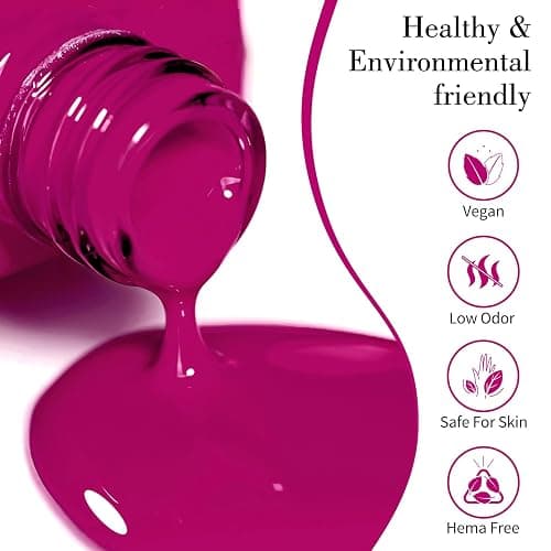 CANNI Pink Gel Polish – 1 Pc 9ML Dark Hot Pink Yellow Color, High Gloss UV/LED Soak-Off Gel Nail Polish for French Manicure, DIY & Salon Quality for Girls & Women thumbnail 2