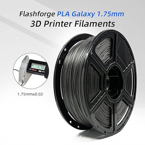 FLASHFORGE PLA Filament 1.75mm Galaxy Matte Black, 3D Printer Filament with Silver Glitter 1kg (2.2lbs) Spool, Dimensional Accuracy +/- 0.02mm, Shimmering 3D Printing Filament for Unique Finish thumbnail 3