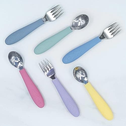 Elk and Friends Silicone Suction Plate for Babies/Toddlers + Stainless Steel Silverware Feeding Set | Divided Plate | Suction Design | Forks + Spoons Included | 3 Pack thumbnail 5