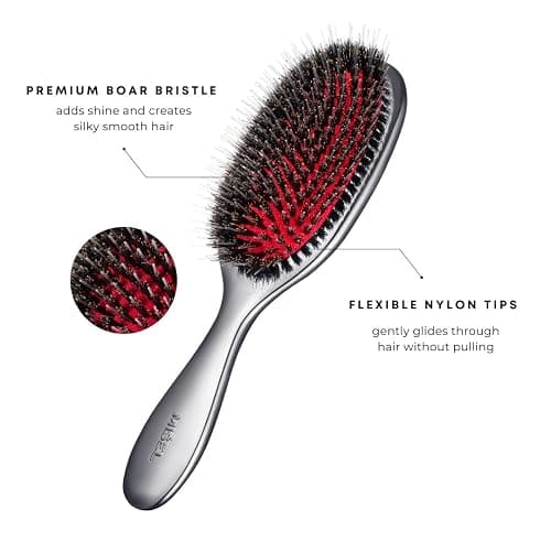 MISEL Professional Boar Bristle Hair Brush for Women and Men | Detangles All Natural Hair Types and Extensions | Reduces Breakage | Great for Wavy and Straight Hair | Salon-Approved | Medium | Professional, Medium, Extensions, Salon-Approved thumbnail 2