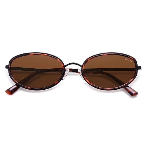 SOJOS Trendy Oval Round Polarized Sunglasses for Women Men, Chic Retro Narrow Circle Sunnies SJ1248 - Image 1