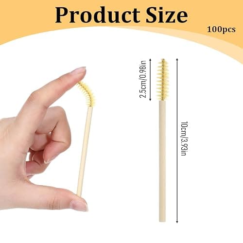 100 Pcs Disposable Mascara Wands, Premium Bamboo Spooly Brushes | for Eyelash Extensions, Professional Makeup Kits Lash Extension Tool, Gentle Eyelash Eyebrow Applicator Sticks (Yellow) thumbnail 3