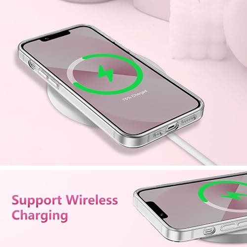 ZTOFERA Clear Case for iPhone 13, Cute Love Heart & Bowknot Pattern Design Aesthetic Transparent Phone Case Soft Flexible TPU Shockproof Protective Cover for Women Girls - White Bow thumbnail 6
