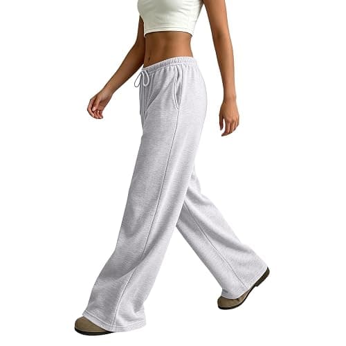 SHAOBGE Womens Wide Leg Sweatpants Y2K Low Rise Baggy Cute Pants | Drawstring Lounge Joggers with Pocket,Fall Fashion 2026,Cotton Sweat Pant,Loose Fit Casual Wear,Lightweight Travel Essential thumbnail 2