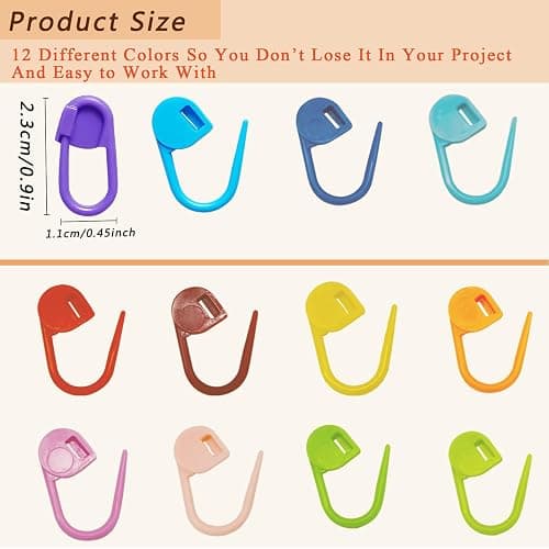 Urmspst 180PCS Stitch Markers, Knitting Crochet Locking Markers, Stitch Needle Clip Counter for Knitting Sewing Stitching, 12 Colors with Storage Case thumbnail 2