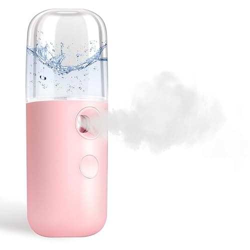 GIVERARE Nano Facial Steamer, Handy Mini Mister, USB Rechargeable Mist Sprayer, 30ml Visual Water Tank Moisturizing&Hydrating for Face, Daily Makeup, Skin Care, Eyelash Extensions-Pink - Image 1