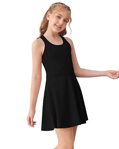 Haloumoning Girls Sleeveless Tennis Dress Kids Racerback Golf Dress School Sports Dresses Outfit with Shorts Pockets thumbnail 4