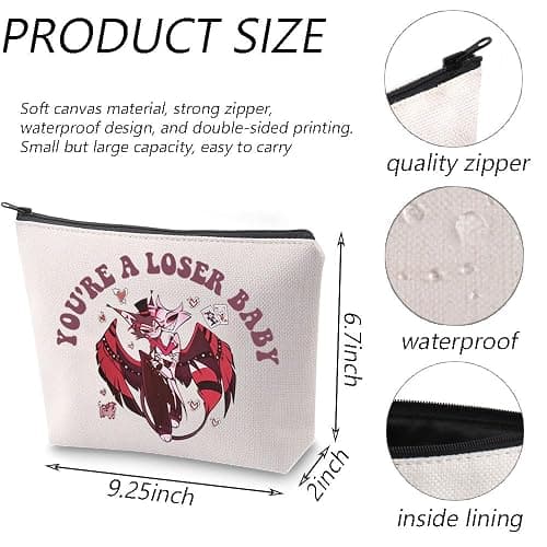 Hazbin Cartoon Lover Gift Charlie Morningstar Characters Inspired Makeup Bag Cartoon Fan Merchandise Anime Zipper Pouch (Loser UK2) thumbnail 3