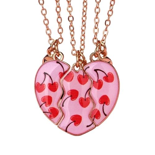 Best Friend Necklace for 3, Cartoon Heart Matching Magnetic Pendant 3PCS Friendship BFF Jewelry - Image 1