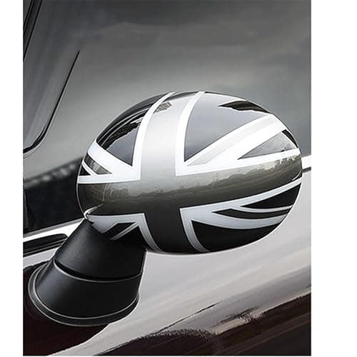 Side Wing Rearview Mirror Cover Compatible with Mini Cooper F54-F60 DC01 | Grey Jack ABS Stick-on Exterior Mirror Cap Shell Trim for Gen 3 F54-F60 2014-2019 with light hole thumbnail 3