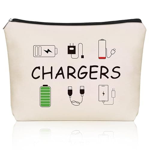 Girlly Charger Makeup Bag: Charging Cord Electronics Accessories Themed Cosmetic & Toiletry Organizer Pouch For Teen Girls & Women.Ideal Gift For Travel, Birthdays, & Christmas. - Image 1
