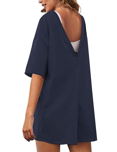 LTSCNRM Womens Tee Rompers Casual One Piece Hot Shot Oversized Overall Short Sleeve Reversible Athletic Workout Pockets thumbnail 3