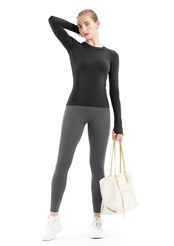 MathCat Seamless Workout Shirts for Women Long Sleeve Yoga Tops Sports Running Shirt Breathable Athletic Top Slim Fit thumbnail 4