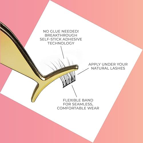KISS imPRESS Falsies Press On Self Adhesive Eyelashes, 12mm-14mm Natural Volume Press On Lashes, Black, No Glue Needed, Invisible Band, 20 Lash Clusters & Non-Stick Applicator - Natural thumbnail 6
