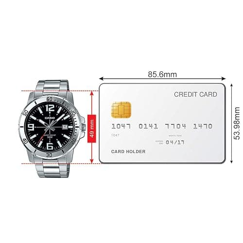 Casio MTP-VD01D-1BV Men's Enticer Stainless Steel Black Dial Casual Analog Sporty Watch, Silver, 48×42×10.7mm, Quartz Movement thumbnail 7