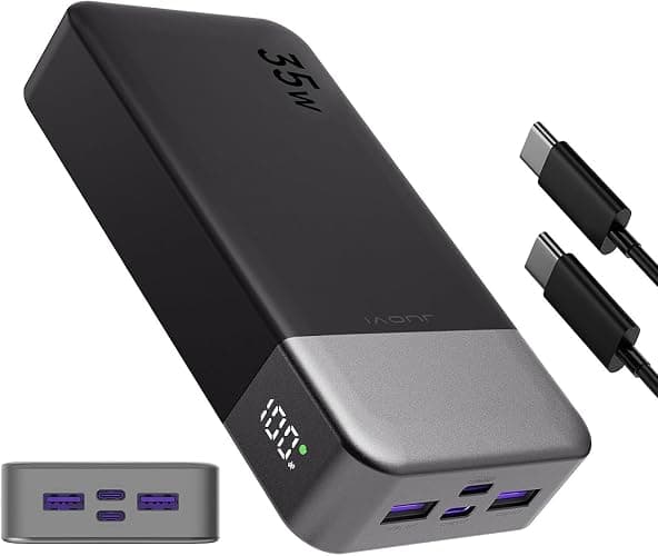 Portable Power Bank 20000mAh, JUOVI 35W Cargador portátil, batería de Carga rápida, PD3.0 QC4.0 batería Externa del teléfono con Pantalla LED para el iPhone 16 15, Galaxy, Tablet, Switch, etc thumbnail 4
