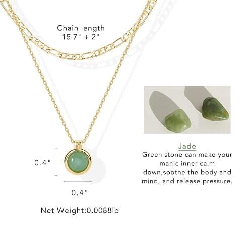 DISTANT DRUMS Simple Natural Green Aventurine Stone Jewelry Set for Women,Hoop Earrings,Bracelet,Necklace,18K Gold-plated Spiritual Gift,Fortunate Stone Jewelry,Choker thumbnail 3