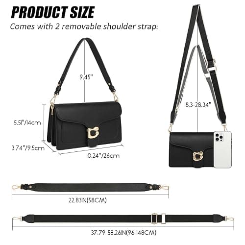 Travistar Crossbody Bags for Women Trendy - Small Cross Body Purse Shoulder Bag Leather Handbags Evening Clutch with 2 Straps thumbnail 5