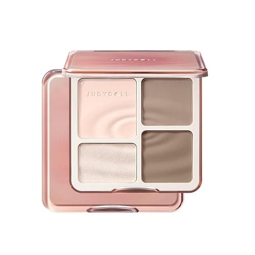 JUDYDOLL Highlight & Contour Palette, All-in-One Matte Highlighter Contour Compact, Natural Brightening Finish for Cool Fair & Olive Skin (New Version 01 Wave Shadow Palette) - Image 1
