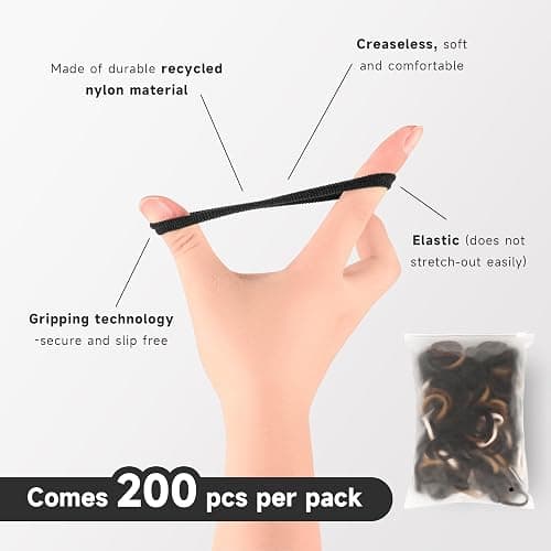 YIMEIS 200 PCS Thick Seamless Hair Ties for Women - Seamless, Ouchless Ponytail Holders - Hair Bands Accessories for Thick Hair (4 Colors) thumbnail 2