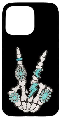 Skeleton Turquoise Hand Western Rodeo Cowboy Cowgirl Case for iPhone 15 Pro Max - Image 1