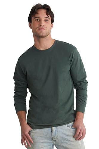 Fair Indigo Men's Organic All-Cotton Long Sleeve Crew Neck T-Shirt - Image 1