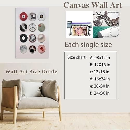 Trendy Vintage Lucky 8 Ball Poster Funky Disco Ball Canvas Print Painting Retro Music Record Aesthetic Minimalist Preppy Wall Art for Bar Bedroom Dorm Living Room Decor 8x12inch Unframed thumbnail 2