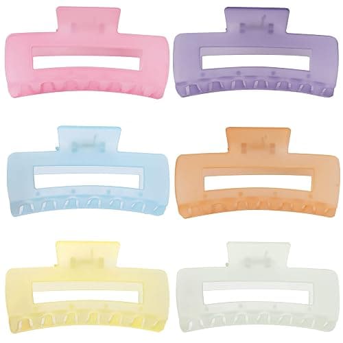 Sisiaipu 4 Inch Big Hair Claw Clips 6 Pcs Large Claw for Thick Hair Square Hair Clips for Women Rectangle Hair Clips Nonslip Acrylic Banana Jaw Clips Hair Accessories for Girls (Ice Cream) thumbnail 2