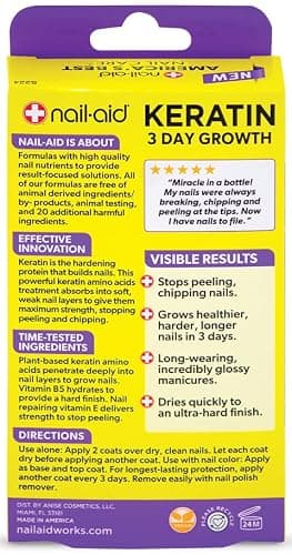 Nail-Aid Keratin 3 Day Growth Nail Treatment & Strengthener, Clear, 0.55 Fl Oz thumbnail 3