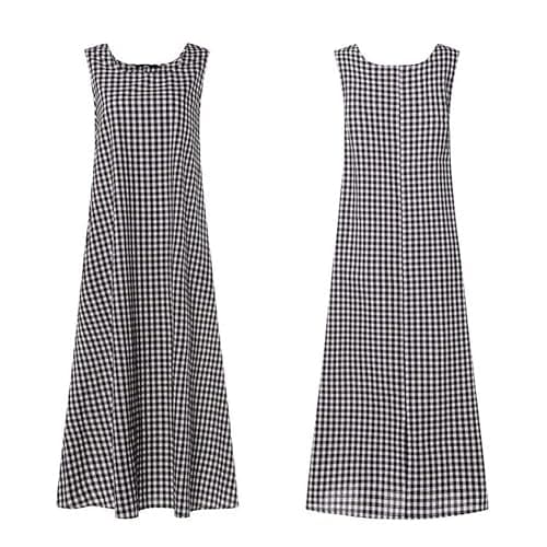 chouyatou Women's Summer Casual Loose-Fit Cotton Plaid Tank Maxi Dress with Pockets Boho Beach Sundress thumbnail 5
