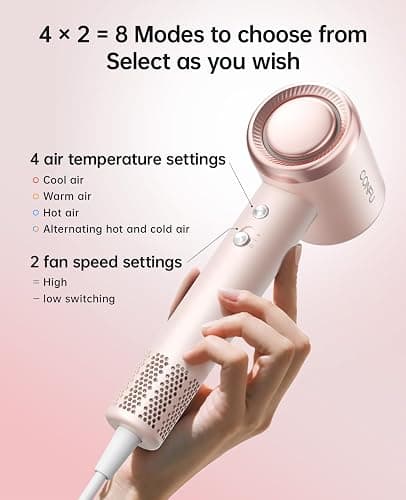 Hair Dryer with Diffuser, CONFU Hair Dryers for Women, Diffuser Hair Dryer High Speed Professional Ionic Blow Dryer for Fast Drying, Hair for Curly Hair for Home Travel thumbnail 5