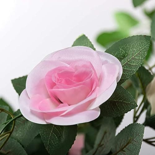 Yebazy 2PCS(16FT) Fake Rose Vine Garland Artificial Flowers Plants for Hotel Wedding Home Party Garden Craft Art Decor (Pink)… - Pink thumbnail 2