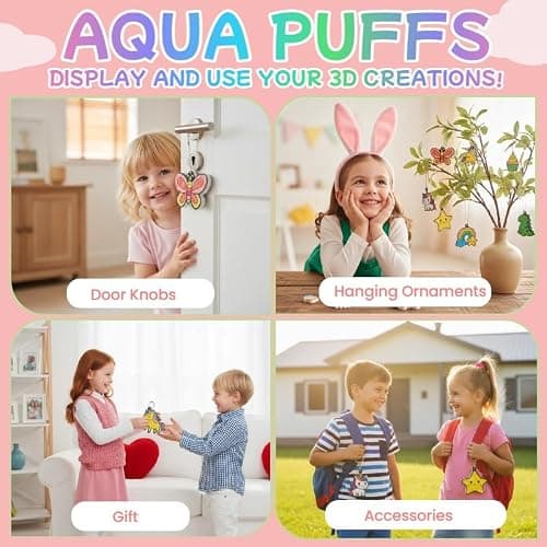 SJHSJH Aqua Puffs 3D Art Kit for Kids, Mess-Free Paint by Number Crafts with Princesses & Unicorns, DIY Color & Inflate Activity Set, Creative Travel Toy & Gift for Girls & Boys Ages 4-10 thumbnail 4