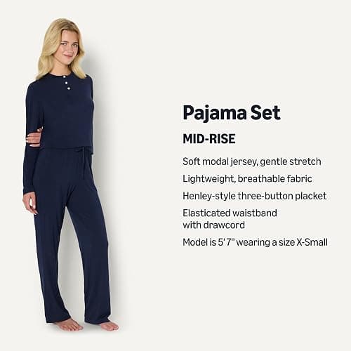 Amazon Essentials x Sofia Grainge Women's Long Sleeve Henley Pajama Set thumbnail 2