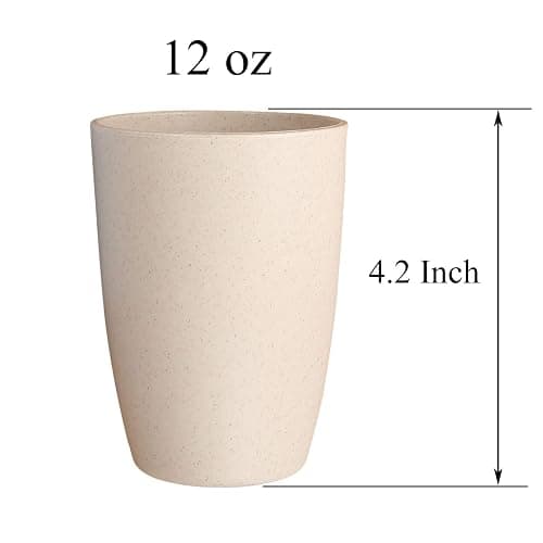 LuckyZone Wheat Straw Unbreakable Cup (12 oz) - Reusable Drinking Glasses Set of 5 - Dishwasher Safe Tumbler - BPA Free & Eco-Friendly (5Pcs) thumbnail 3