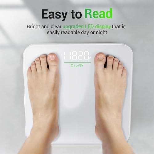 Ovutek Bathroom Scale for Body Weight, Highly Accurate Digital Weighing Machine for People, Upgraded Batteries Included, Compact Size, LED Display, Physician Scale with Sturdy Tempered Glass, 400lb thumbnail 4