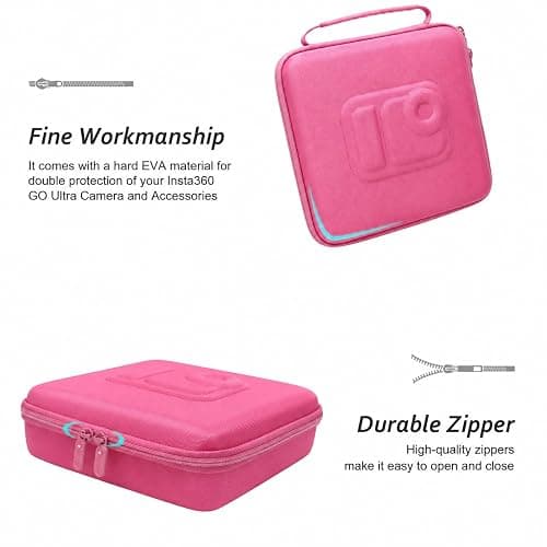 XANAD Hard Case for Insta360 GO Ultra/GO 3S/GO 3 Action 4K Vlog Camera,Pink | Carrying Cases for Insta360 GO Ultra/GO 3S /GO 3 Action Vlogging 4k Cameras Accessories with Rubber Hand Strap-Travel Partner thumbnail 5