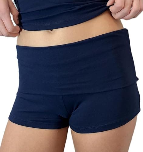 KMBANGI Womens Fold Over Shorts Elastic Waist Y2k Lounge Shorts Foldover Cute Pajama Micro Bottoms Mini Shorts Sleepwear - Image 1