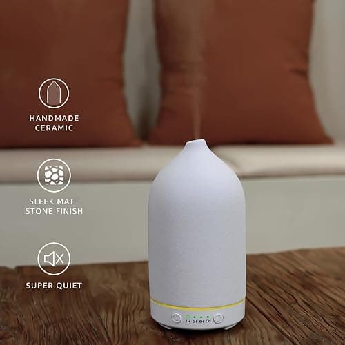 Gooamp 200ML Ceramic Diffuser,Aromatherapy Diffuser,Essential Oil Diffuser with 7 Color Lights Auto Shut Off for Home Office Room, White Base (1/3/6/ON hrs Working time) thumbnail 5