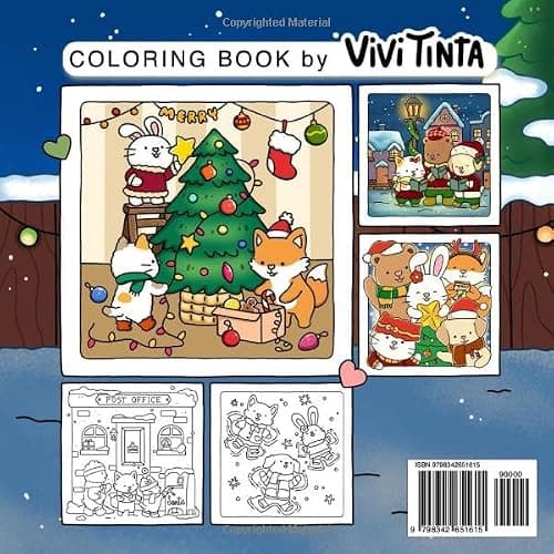 Fuzzy Hygge: Christmas Vibes Coloring Book for Adults & Teens Featuring Cozy Festive Holiday Winter Scenes with Adorable Animals Characters (Fuzzy Friends Coloring) thumbnail 2