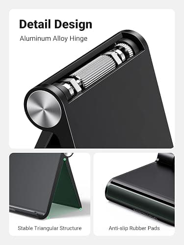 UGREEN Tablet Stand Holder Adjustable Portable Desktop Dock Office Compatible with iPad Pro 11 9.7 10.5 Air Mini 5 4 3 2 iPhone 17 16 15 14 13 12 Black thumbnail 4