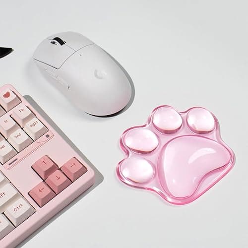 Cat Paw Mouse Wrist Rest, Pink Gel Clear Mouse Wrist Support Pad, Cute Ergonomic Wrist Cushion for Mouse, Soft Transparent Wrist Pain Relief for Office Home Desk Computer Mouse(Pink) thumbnail 7
