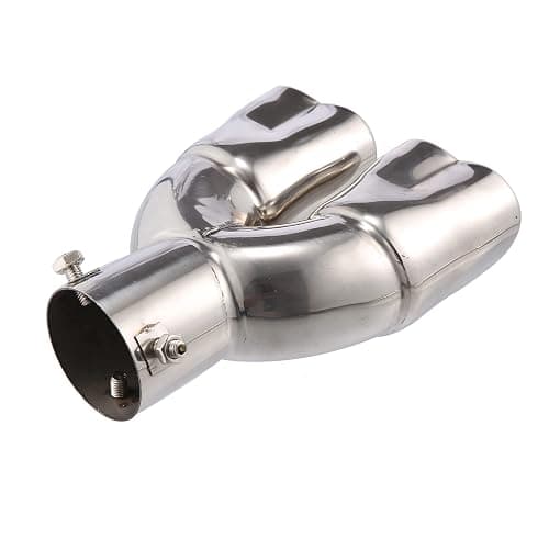 X AUTOHAUX 63mm 2.48" Inlet Straight Type Heart Shape Universal Exhaust Pipe Muffler Tip Tailpipe Bolt-On for Car Truck 8.1" Length Stainless Steel Silver Tone thumbnail 4