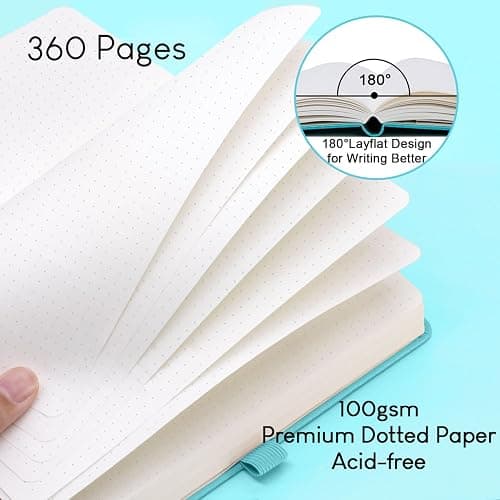 STATIONERY ISLAND Taccuino Puntinato A5, Bullet Dotted Journal Puntinato 360 pagine, Notebook Quaderno Appunti a pois Carta Spessa da 100gsm, Copertina Rigida, Portapenne, Tasca Interna, 2 Segnalibri thumbnail 5