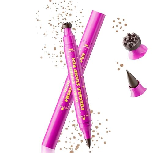 HOSAILY 2 in 1 Freckle Stamp Pen Waterproof for Natural Lifelike Faux Freckle Stamp Long Lasting Quick Dry Magic Fake Freckles Stain Marker Pen for Sunkissed Makeup 01#Light Brown - Image 1