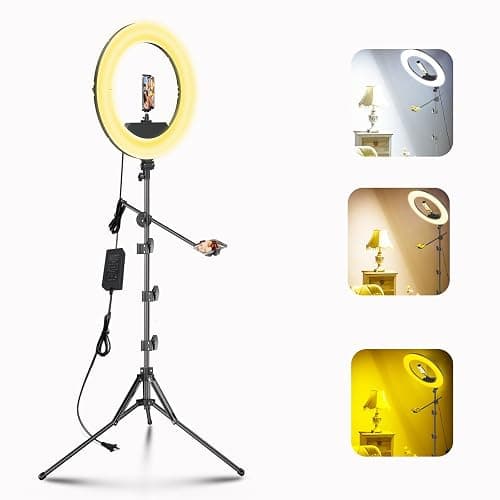 Bzyltrux Large Ring Light Kit with 79" Stand, [New Version] 55W 6700K Dimmable,LED 18" Big Ring Light Tripod,Dual Phone Holder for iPhone,tiktok,Makeup,Yutobe,Live Stream,Photography,Video Recording thumbnail 8