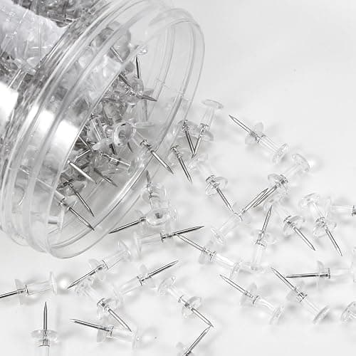 Yalis Push Pins 600 Count, Standard Clear Thumb Tacks Steel Point and Clear Plastic Head thumbnail 3