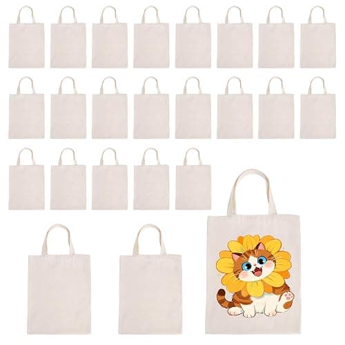 TATOTUTOTA Canvas Tote Bag Bulk 24 Pack Sublimation Tote Bags, Lightweight Medium Reusable Grocery Shopping Cloth Bags for Heat Transfer Vinyl(13.7x15in) - Image 1