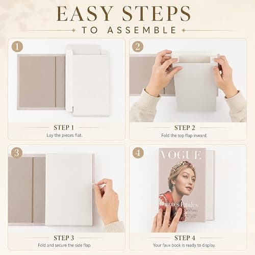 PROBENEX 4 Pcs Decorative Books | Not for Storage, Cardboard Box, Assembly Required, Photography Props, No Real Book | Modern Coffee Table, Minimalist Home Room Decor, Home Staging, Magazine-Ready thumbnail 4