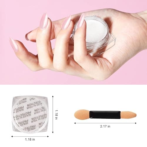 Artdone 2 Jars Chrome Nail Powder White and Red Pearl, Iridescent Aurora Powder Metallic Mirror Effect Pigment Pearlescent Mermaid Pearl Dust Kit, Decoration Acrylic Resin Craft thumbnail 4